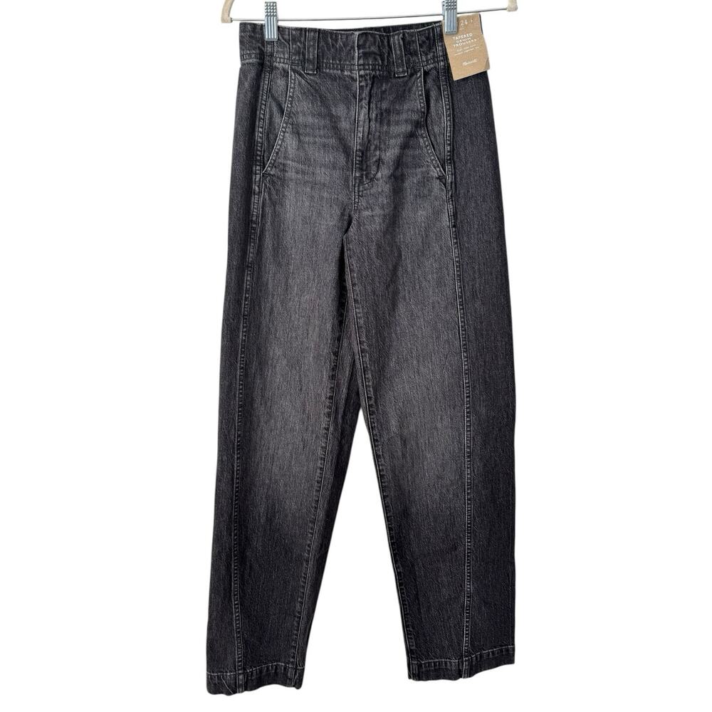 NWT Madewell Tapered Denim Trousers Robles Black Wash Size 24 - Picture 4 of 11